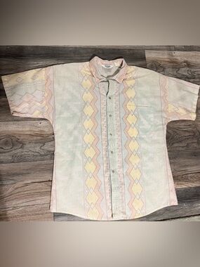 Vintage California Del Mar pastel button up, beachwear